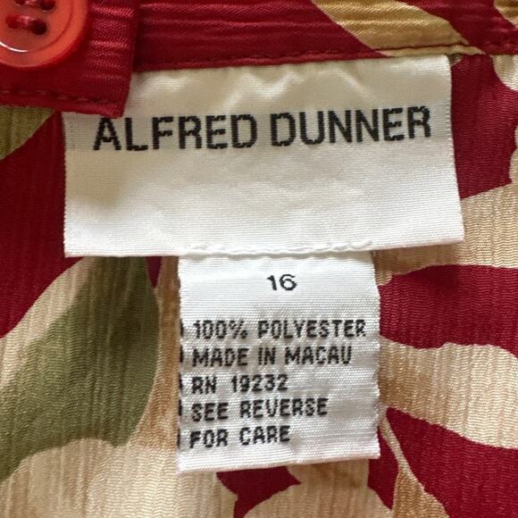 Vintage ALFRED DUNNER Womens Red Floral Tropical Retro Summer Midi Modest 16 - Picture 6 of 9
